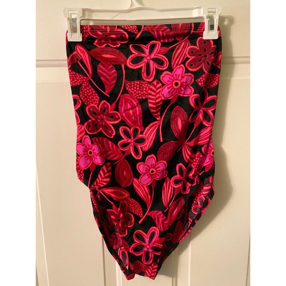 Beach Cabana Strapless bright neon pink swimsuit juniors size medium